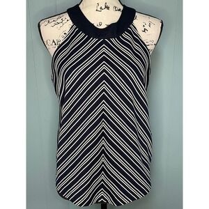 Dolan Left Coast Collection Navy White Stripe Halter Neck Top Size L